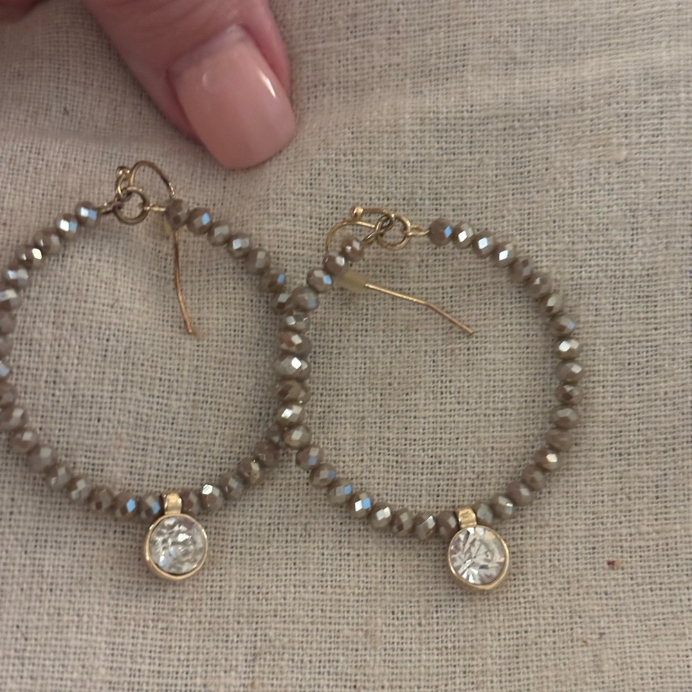 Elegant Gold and Silver Beaded Hoop Earrings